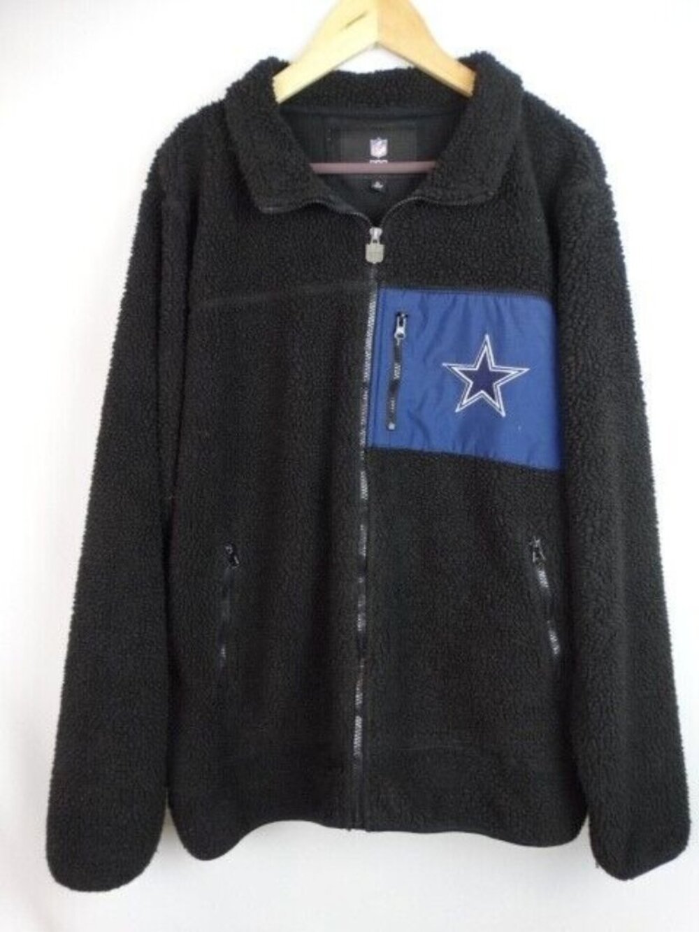 Dallas Cowboys NFL Pro Line Jacket Men's Size XL Black Fleece Sherpa Long Sleeve